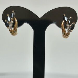 10k real solid gold real diamonds and blue topaz earrings​